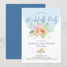 Rosa och gula akvarellblommor modern typografi inbjudningar