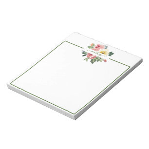 Rosa och gula akvarellblommor personliga anteckningsblock