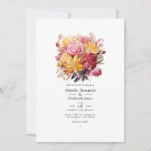 Rosa och gula blommiga bröllop