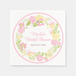 Rosa och gula blommiga krans Bröllopsfest Pappersservett