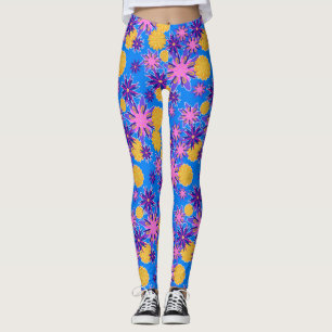 Rosa och gula blommiga leggings