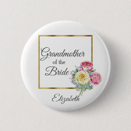 Rosa och gula blommiga mormor till bruden knapp