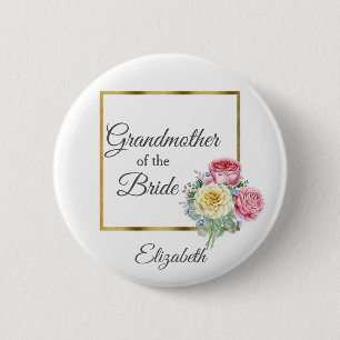 Rosa och gula blommiga mormor till bruden knapp