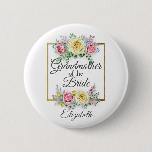 Rosa och gula blommiga mormor till bruden knapp