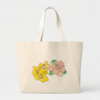 Rosa och gula blommiga tote jumbo tygkasse