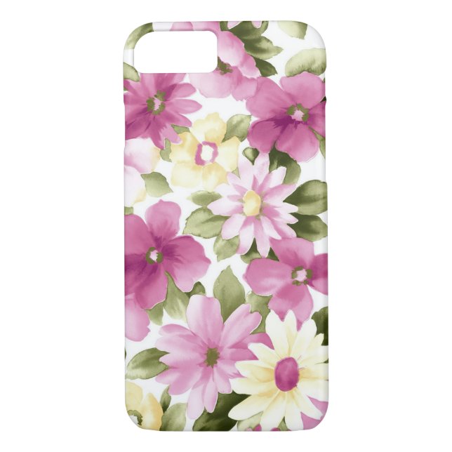 Rosa och Gula blommor Case-Mate iPhone Skal (Baksida)