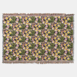 Rosa och Gula blommor Filt