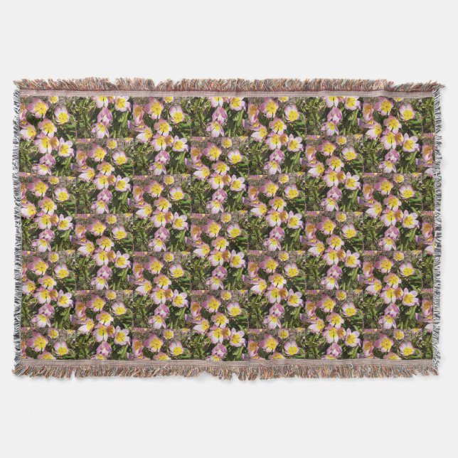 Rosa och Gula blommor Filt (Framsidan)