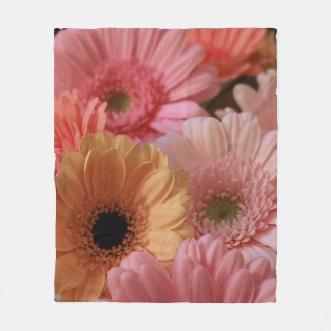ROSA OCH GULA BLOMMOR I NÄRA FOTOGRAFI FLEECEFILT (Framsidan)