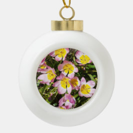 Rosa och Gula blommor Julgranskula Keramik