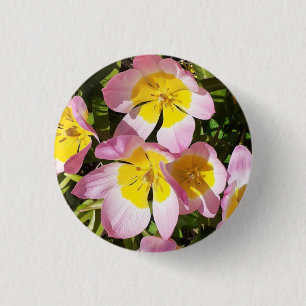 Rosa och Gula blommor Knapp