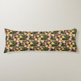 Rosa och Gula blommor Kroppskudde