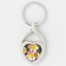 Rosa och Gula blommor Metall Nyckelring