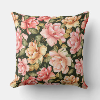 Rosa och gula blommor. Romantic mönster Kudde