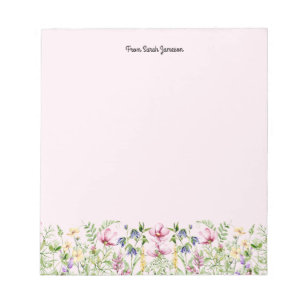 Rosa och gula blomster personliga anteckningsblock