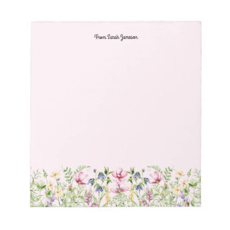 Rosa och gula blomster personliga  anteckningsblock