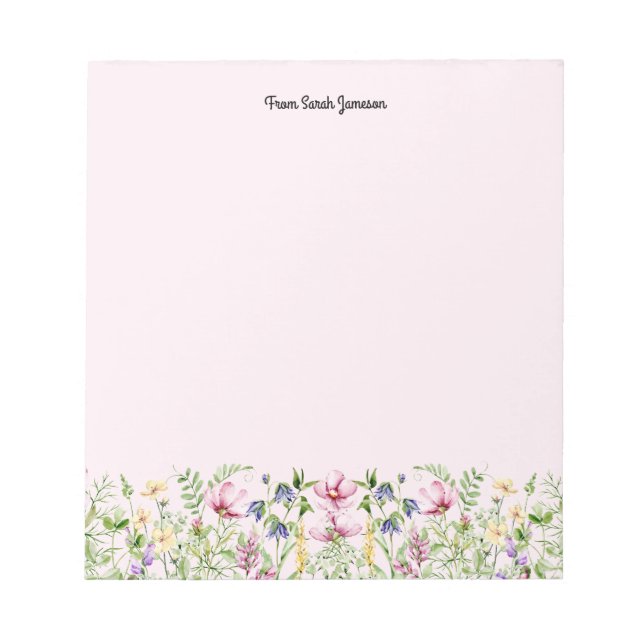 Rosa och gula blomster personliga  anteckningsblock (Framsida)
