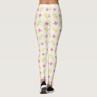 Rosa och gula blomster vindflöjel leggings