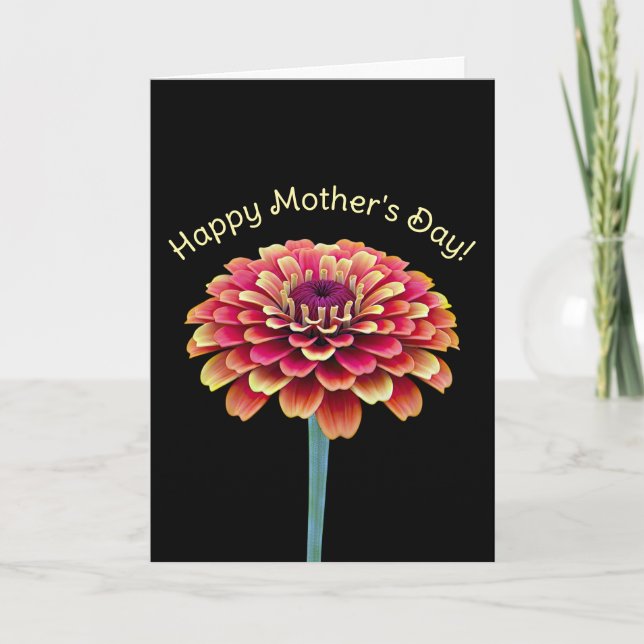 Rosa och gula ljusa blommor mors dag  kort (Framsida)