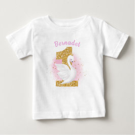 Rosa och Guld 1:a födelsedag Svan Princess T Shirt