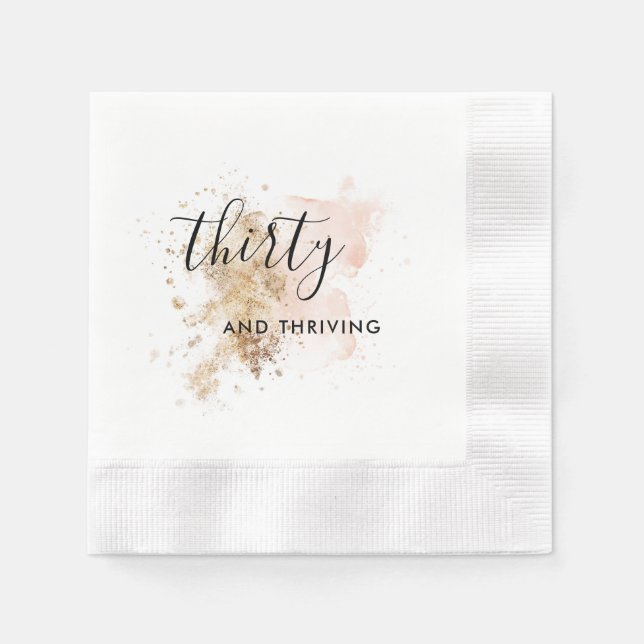 Rosa och Guld 30 30års födelsedag-blöjor Pappersservett (Framsidan)