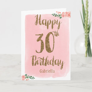 Rosa och Guld 30års födelsedag-kort för Lycklig Kort