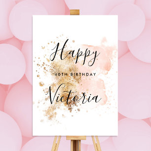 Rosa och Guld 40:e födelsedag Party Välkomstskylt Poster