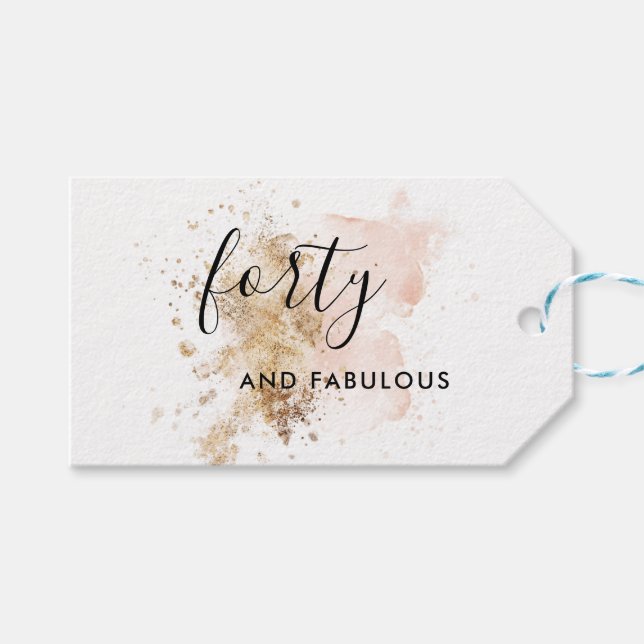 Rosa och Guld 40:e födelsedagen Presentetikett (Framsidan (Horisontell))