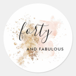 Rosa och Guld 40:e födelsedagen Runt Klistermärke
