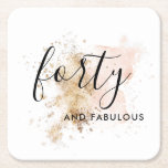 Rosa och Guld 40:e födelsedagen Underlägg Papper Kvadrat<br><div class="desc">Rosa och Guld 40:e födelsedagstorget papper underlägg</div>
