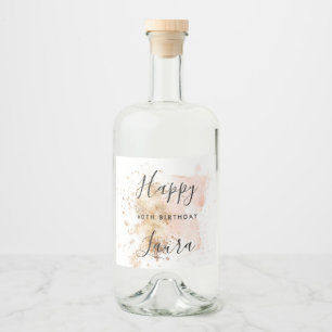 Rosa och Guld 60:e födelsedagen Spritflaskor Etikett