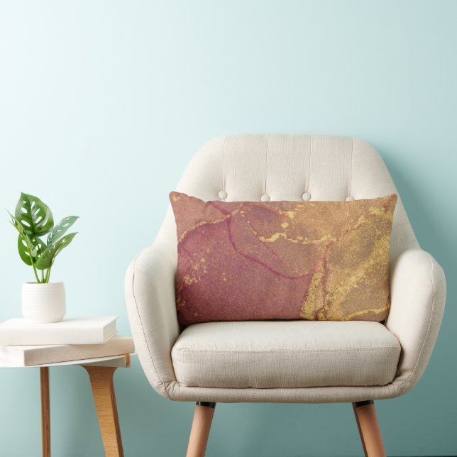 Rosa och guld abstrakt glitter lumbalkudde lumbarkudde (Stol)