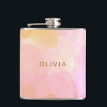 Rosa och Guld Abstrakt Vattenfärgen Personligt brö Fickplunta<br><div class="desc">Den här snyggten har en mjuk rosa- och persiko-abstraktens vattenfärgsdesign med varma gyllene undertoner och en modern personlig namn med elegant guld-stil. Det är ett tillbehör till chic för möhippor,  gåvor till brudgumm eller för att fira milstolpar. En trendig och en feminin biet-perfekt för roligt på plats.</div>