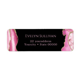 Rosa och guld agate-adressetikett returadress etikett