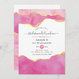 Rosa och Guld Agate Bridesmaids Luncheon Inbjudningar