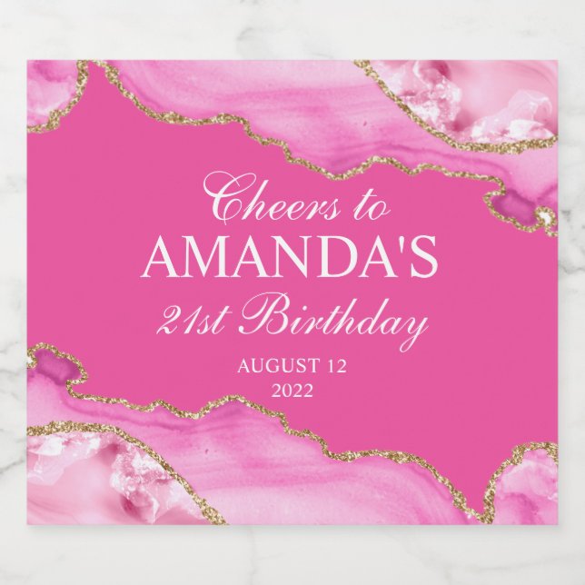 Rosa och Guld Agate Marble (Enkel etikett)