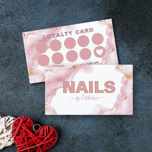 Rosa och Guld Agate nagelsalon Manicurist Lojalitetskort