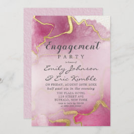 Rosa och Guld agate Watercolor Förlovningsfest I Inbjudningar
