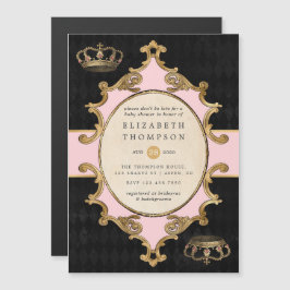 Rosa och guld Alice i Underlandet Baby Shower Magnetisk Inbjudningskort