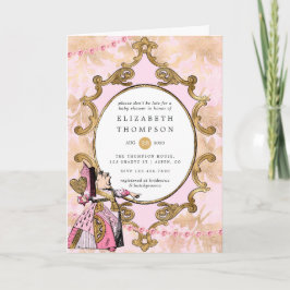 Rosa och Guld Alice i underlandet Babyskor Inbjudan