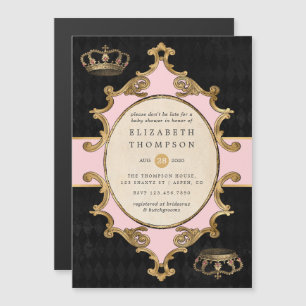 Rosa och Guld Alice i Wonderland Baby Shower Magnetisk Inbjudningskort