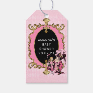 Rosa och Guld Alice i Wonderland Baby Shower Presentetikett
