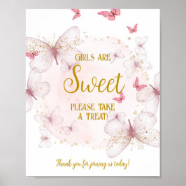 Rosa och Guld Baby Shower Dessert Bord Poster