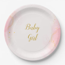 Rosa och guld baby shower-fest tallrik
