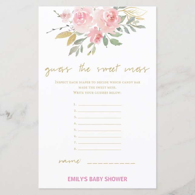  Rosa och Guld Baby Shower Game TRINTED (Framsida)