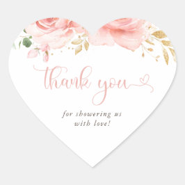 Rosa och Guld Baby Shower Märkres Hjärtformat Klistermärke
