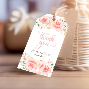 Rosa och Guld Baby Shower Märkres Presentetikett