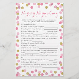Rosa och Guld Baby Shower Nursery Rhyme Quiz