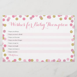 Rosa och Guld Baby Shower Önskemål för Baby-kort