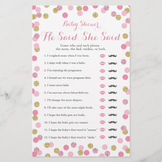 Rosa och Guld Baby Shower sa att hon sa att spel